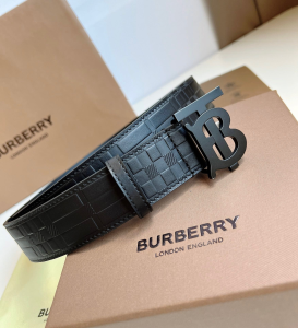 Essenceofluxury Mens Belts Burberry TB Belt in Black Leather 35MM A175PP240 AA202486