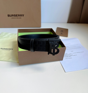 Essenceofluxury Mens Belts Burberry TB Belt in Black Leather 35MM A175PP240 AA202486