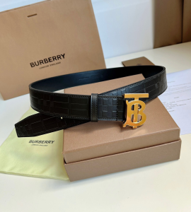 Burberry TB Belt Black Leather 35MM 