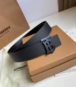 Burberry TB Belt Black Leather 35MM 