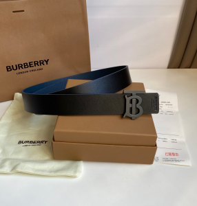 Burberry TB Belt Blue Black Leather 35MM 