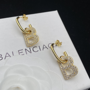 Balenciaga XS B Chain Crystal Earrings 