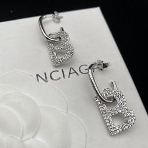 Balenciaga XS B Chain Crystal Earrings Silver Balenciaga XS B Chain Crystal Earrings Silver