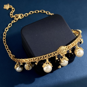 Versace Medusa Pearl Pendant Choker Necklace Versace Medusa Pearl Pendant Choker Necklace