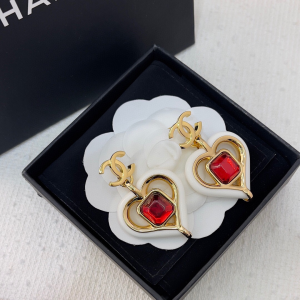 Chanel Heart CC Logo Earrings White 