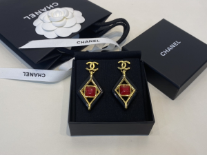 Essenceofluxury Womens Jewelry Chanel Square CC Logo Earrings Black A39PP180 AA203218