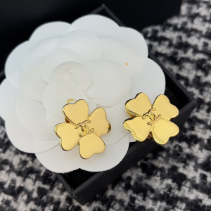 Chanel Gold CC Logo Flower Earrings 