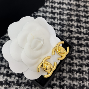 Chanel Gold Turnoff CC Logo Earrings 