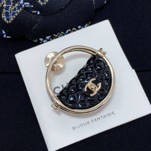 Chanel Micro Round Bag Brooch Black 