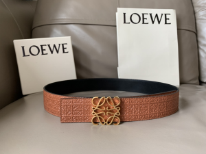 Loewe Anagram Embossed Leather Belt Black Brown 40MM Loewe Anagram Embossed Leather Belt Black Brown 40MM