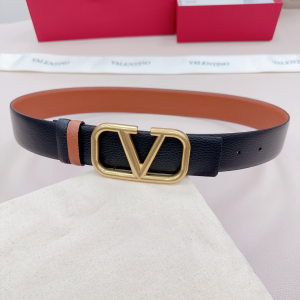Valentino V Logo Buckle Leather Belt Black Brown 40MM Valentino V Logo Buckle Leather Belt Black Brown 40MM