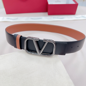 Valentino V Logo Buckle Leather Belt Black Brown 40MM Valentino V Logo Buckle Leather Belt Black Brown 40MM