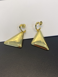 Prada Eternal Gold Medium Drop Triangle Logo Earrings Prada Eternal Gold Medium Drop Triangle Logo Earrings