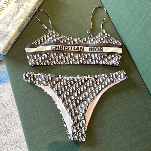 Essenceofluxury Free Gift Dior Black Oblique Swimsuit Bikini SML A123PP90 AA204737