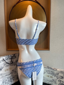 Essenceofluxury Free Gift Dior Blue Oblique Swimsuit Bikini SML A123PP90 AA204736