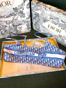 Essenceofluxury Free Gift Dior Blue Oblique Swimsuit Bikini SML A123PP90 AA204736