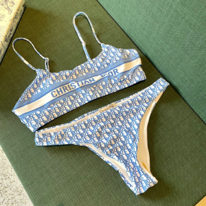Essenceofluxury Free Gift Dior Blue Oblique Swimsuit Bikini SML A123PP90 AA204736