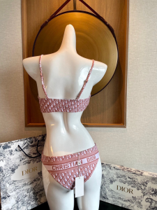 Essenceofluxury Free Gift Dior Pink Oblique Swimsuit Bikini SML A123PP90 AA204735