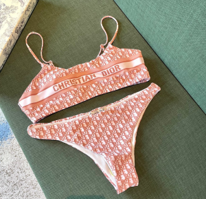 Essenceofluxury Free Gift Dior Pink Oblique Swimsuit Bikini SML A123PP90 AA204735