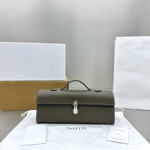 Savette Symmetry Pochette Top Handle Leather Tote Shoulder Bag Green Savette Symmetry Pochette Top Handle Leather Tote Shoulder Bag Green