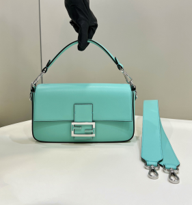 Tiffany x Fendi Medium Baguette Flap Shoulder Bag Tiffany Blue Calfskin Leather Tiffany x Fendi Medium Baguette Flap Shoulder Bag Tiffany Blue Calfskin Leather