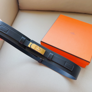 Essenceofluxury Womens Belts Hermes Kelly Leather Belt in Black A175PP240 AA205052