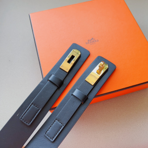 Essenceofluxury Womens Belts Hermes Kelly Leather Belt in Black A175PP240 AA205052