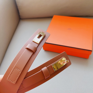 Essenceofluxury Womens Belts Hermes Kelly Leather Belt in Brown A175PP240 AA205053