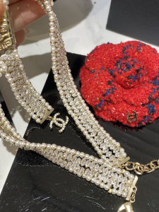 Essenceofluxury Womens Jewelry Chanel Pearls Bow Choker Necklace A152PP380 AA205031