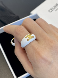 Celine Triomphe Large Ring White 