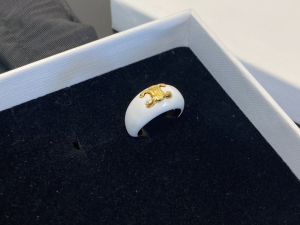 Essenceofluxury Womens Jewelry Celine Triomphe Large Ring White A39PP180 AA205136