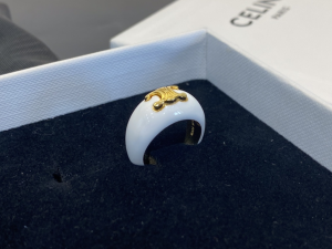 Essenceofluxury Womens Jewelry Celine Triomphe Large Ring White A39PP180 AA205136