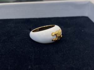 Essenceofluxury Womens Jewelry Celine Triomphe Large Ring White A39PP180 AA205136