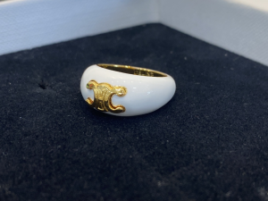 Essenceofluxury Womens Jewelry Celine Triomphe Large Ring White A39PP180 AA205136