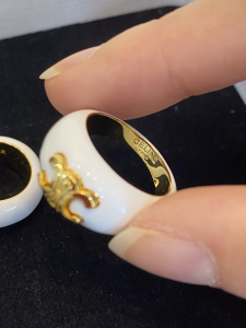 Essenceofluxury Womens Jewelry Celine Triomphe Large Ring White A39PP180 AA205136