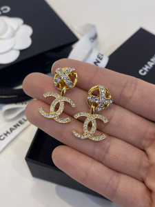 Chanel Crystals CC Logo Earrings 