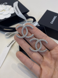 Chanel Crystals CC Logo Earrings 