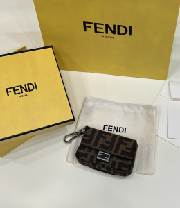 Fendi Nano Baguette Bag Charms Brown FF Logo Fendi Nano Baguette Bag Charms Brown FF Logo