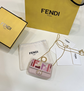 Fendi Nano Baguette Bag Charms Pink FF Logo Fendi Nano Baguette Bag Charms Pink FF Logo