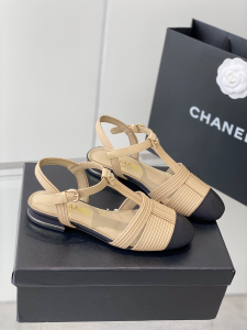 Chanel Beige Leather Flat Shoes 35To40 