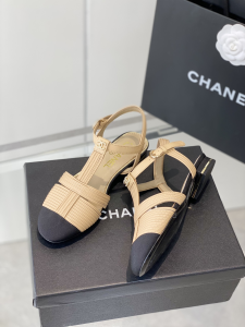 Chanel Beige Leather Flat Shoes 35To40