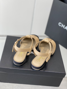 Chanel Beige Leather Flat Shoes 35To40