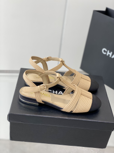 Chanel Beige Leather Flat Shoes 35To40