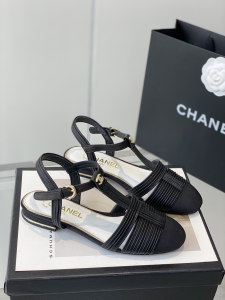 Chanel Black Leather Flat Shoes 35To40 