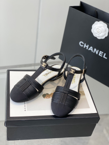 Chanel Black Leather Flat Shoes 35To40