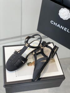 Chanel Black Leather Flat Shoes 35To40