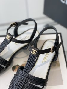 Chanel Black Leather Flat Shoes 35To40