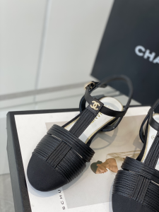 Chanel Black Leather Flat Shoes 35To40