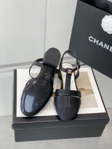 Chanel Black Leather Flat Shoes 35To40