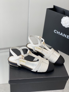 Chanel White Leather Flat Shoes 35To40 